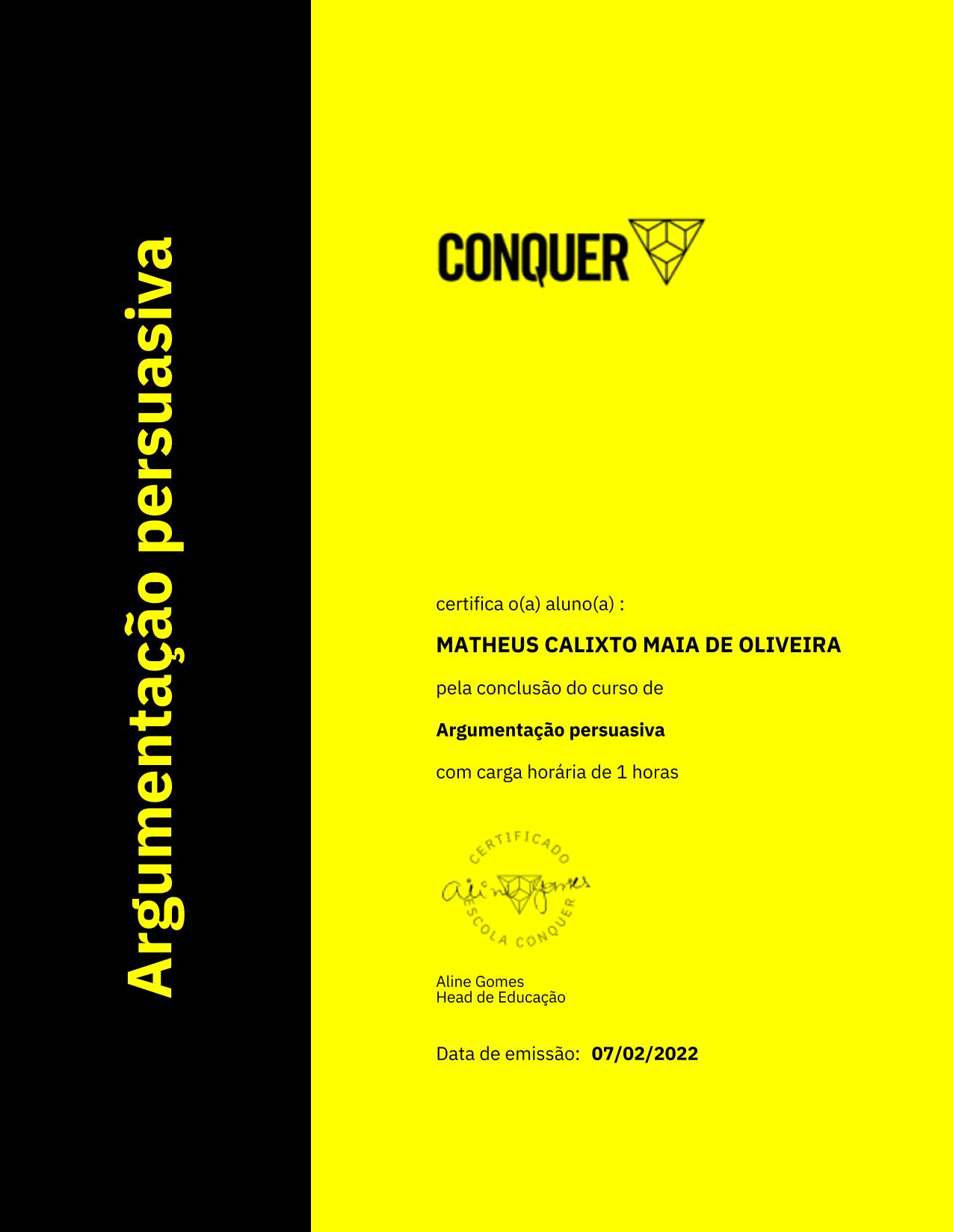 Certificado de Argumentação persuasiva